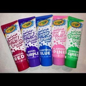 5PC SET: Crayola Bathtub Finger Paint Soap Kids 3oz: Blue Red Green Pink Purple
